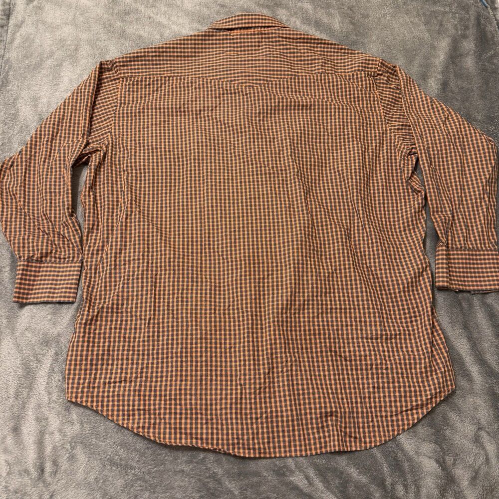 Panhandle Slim Men's Long Sleeve Size XXL 19/37 Orange & Blue Plaid Pearl Snap - Picture 2 of 6